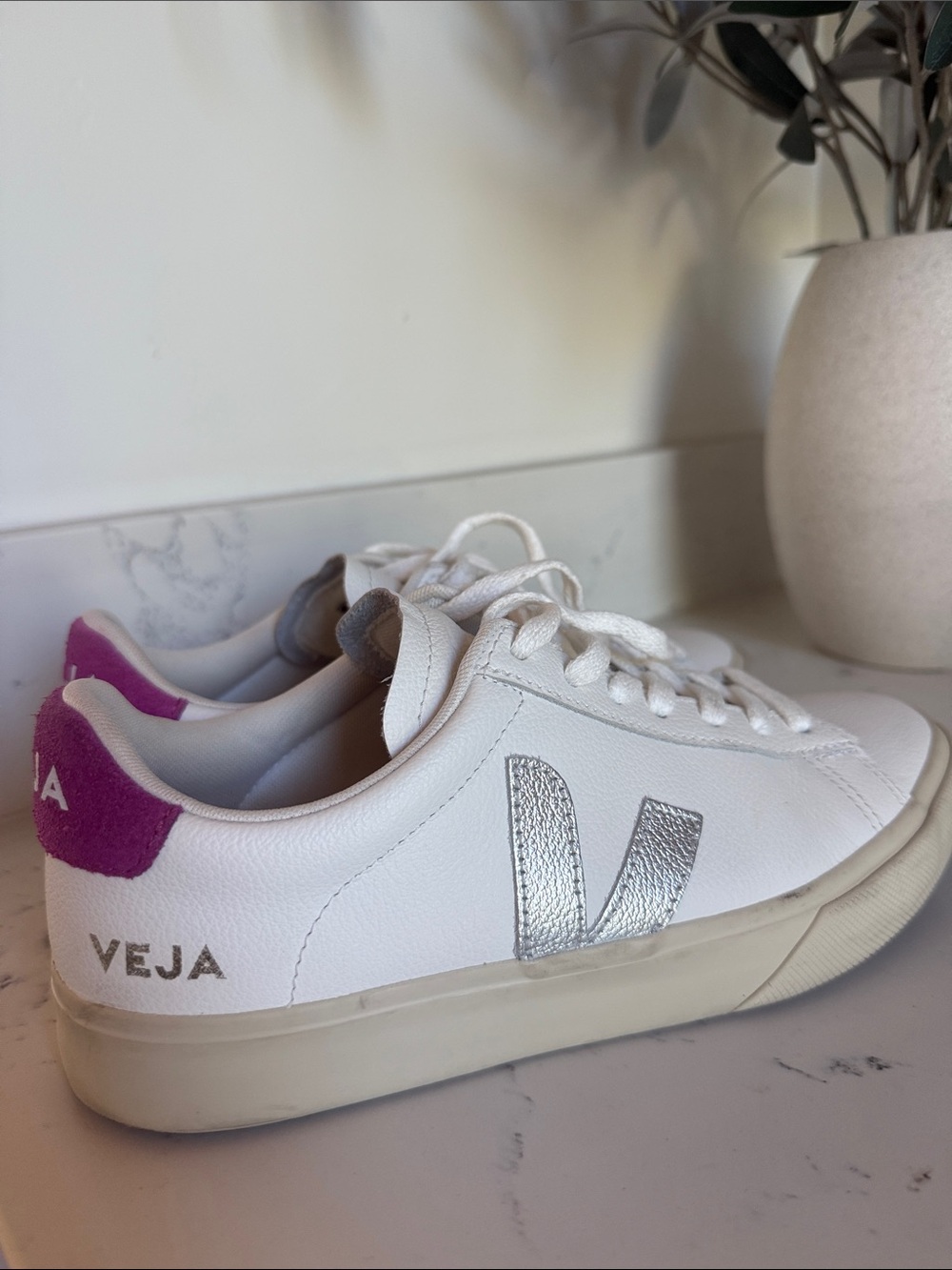 Veja Campo Sneakers Color White Silver Ultraviolet women’s size 7.5 - Picture 2 of 12